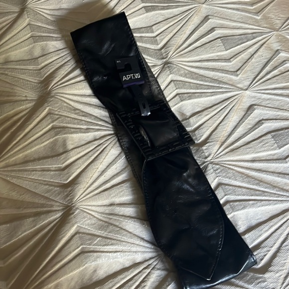 NWT Apt. 9 Black leather belt with beaded buckle. 40 inches long. - Picture 2 of 3
